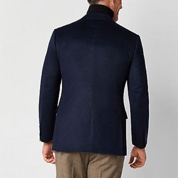 NWOT Stafford Camel Hair Blue Blazer Size 44R - Picture 3 of 10